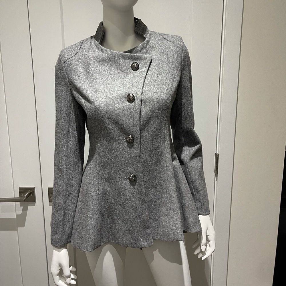 Look Book Store Gray Equestrian Peplum Coat Jacket NWT’s Size 6